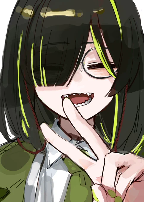 眼鏡新調したぜーって絵を描こうとしたけどほぼ全部前髪で隠れた 