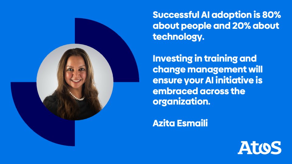 AI adoption doesn't have to be overwhelming. Start small, focus on quick wins, and scale gradually. Turn the promise of #GenAI into actual business results! 

Read more in our blog by Azita Esmaili ➡️ atos.net/en/blog/the-fu…
#GenerativeAI #Innovation #DigitalTransformation #AI