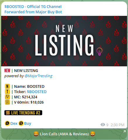 BOOSTED is now LIVE TRENDING #2 on MajorBot 🚀

ca: 9gGwjt7ogT7v4LXkNR3woZnnA2DJKYr6XRVYHxaSa84w

t.me/boosted5x/24