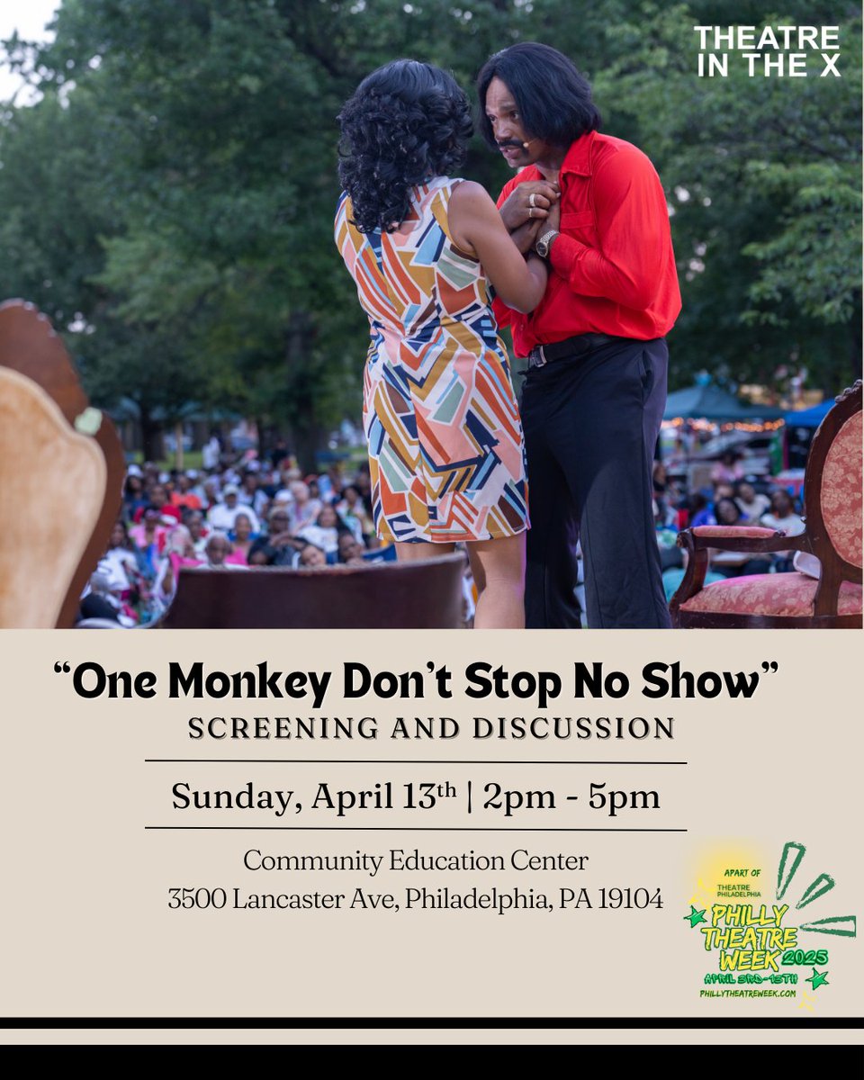 See you all TODAY for a screening of "One Monkey Don't Stop No Show" and a reception with the cast and crew with light bites and treats provided by D'Griot Community Gallery! Register: ticketleap.events/tickets/theatr…