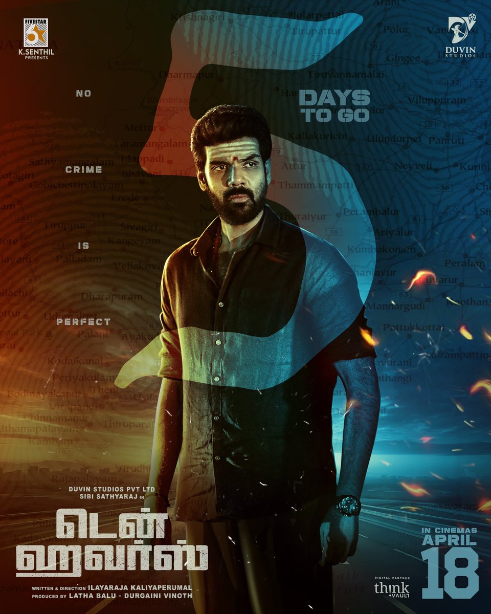 5 Days to go 💣🔥

NO CRIME IS PERFECT !! 

youtu.be/nGjosDRpRY8?si…

#TenHours — In cinemas April 18th 
#TenHoursFromApril18
 <a href="/5starsenthilk/">Fivestar Senthil</a> 
<a href="/DuvinStudios/">Duvin Studios</a> <a href="/thinkvault_/">Think Vault</a>
<a href="/ilaya_director/">Ilayaraja Kaliyaperumal</a>
<a href="/sundaramurthyks/">Sundaramurthy KS</a>
<a href="/KarthikVenkatr4/">Karthik Venkatraman</a> <a href="/editorkishore/">Lawrence Kishore</a> <a href="/prithivipradeep/">Prithivi</a>
<a href="/aarun666/">aarun</a> <a href="/dineshashok_13/">Dinesh_ashok</a>