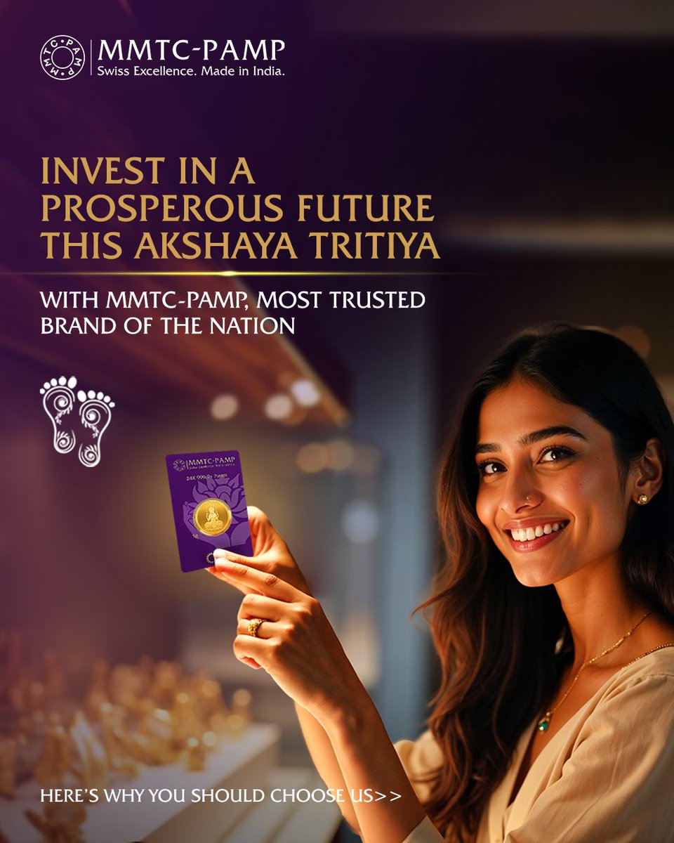 MMTCPAMP's tweet image. Build a legacy of purity and prosperity this Akshaya Tritiya with MMTC-PAMP’s 99.99%+ purest Gold.

#MMTCPAMP #PurestGold #PurestSilver #PurestBeginningsWithPurestGold #LBMA