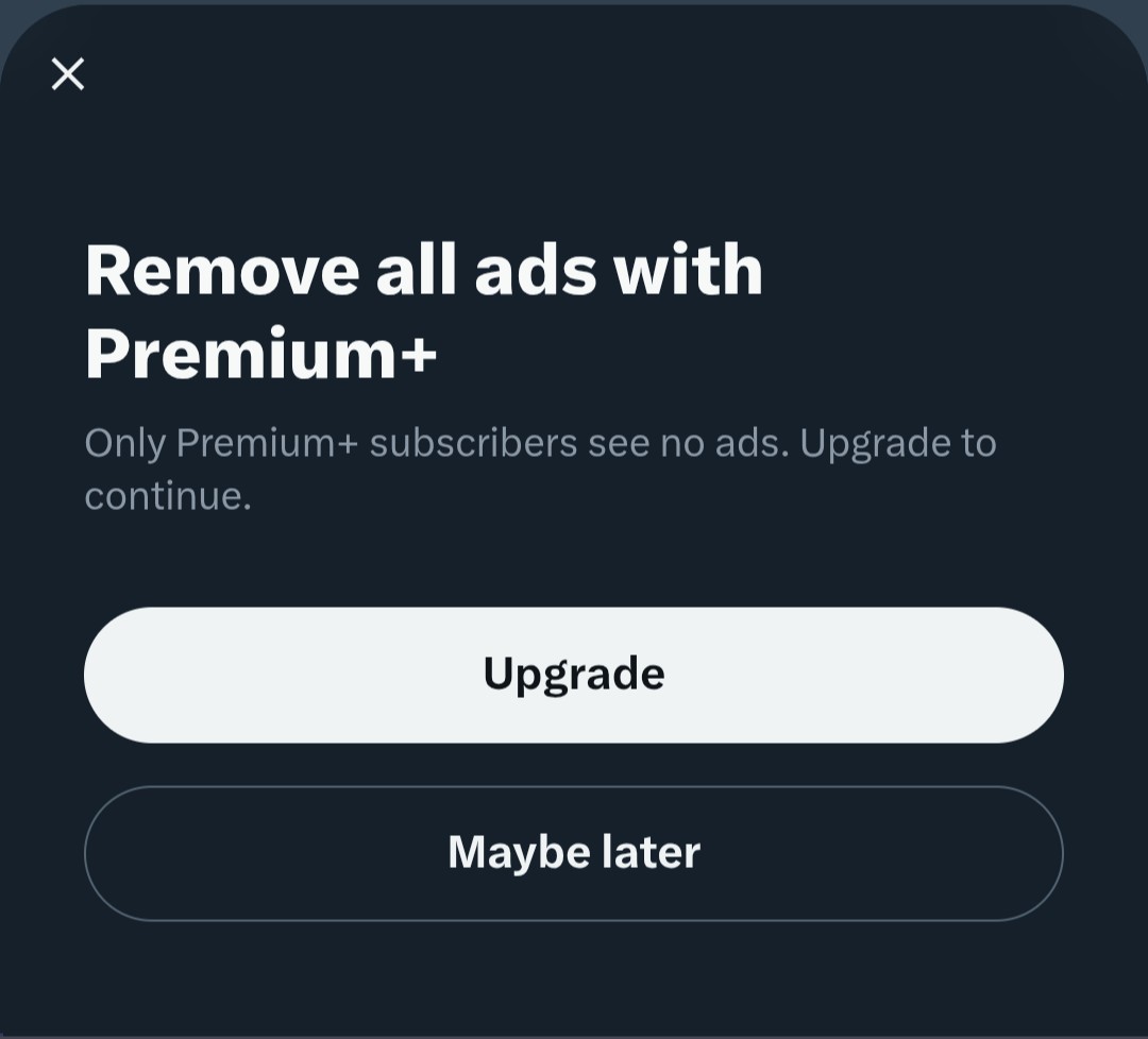 spannered32's tweet photo. @thefuzzstone it's been like this for ages. Also if you block an ad account, the "Maybe later" button doesn't work: https://t.co/N0e8BjYtu3