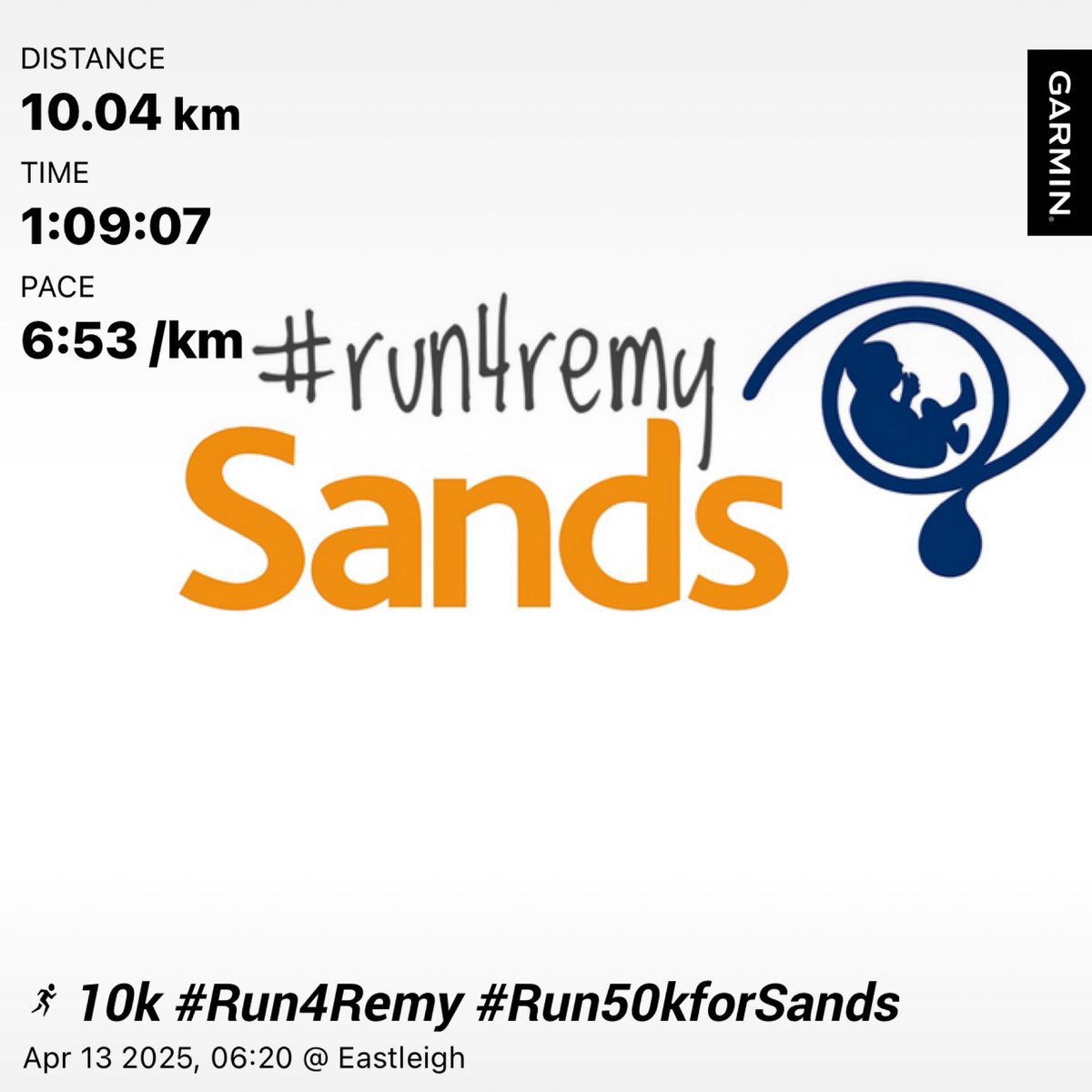 10k this morning #run4remy #Run50kForSands <a href="/SandsUK/">Sands - baby loss charity 💜🧡</a>