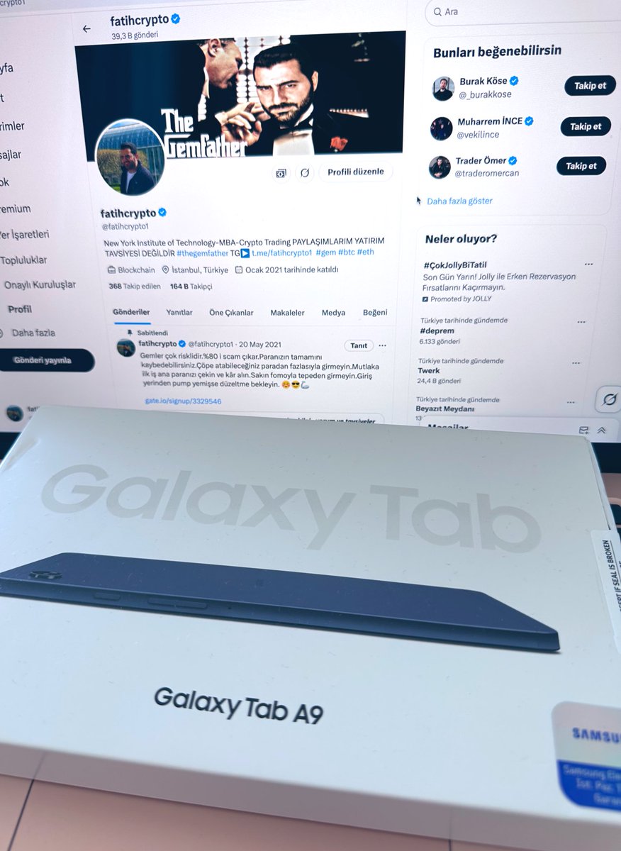 Dostlar bu posttaki etkileşimlerden bir kişiye bu tableti #hediye edeceğim.Sıkı takipçilerimin güncel postlardaki etkileşimini dikkate alıp 20Nisan Pazar akşamı seçip açıklarım.

#çekiliş #ödül #şans #süpriz

Marka görünüyor diye #reklam yazmalıyım sanırım 😅