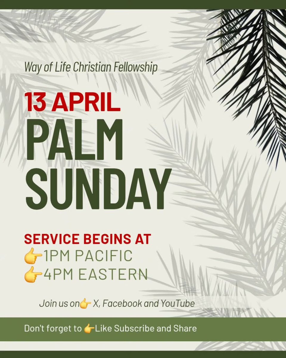 MbBingham's tweet photo. Don't forget to join us for our Sunday Palm Service this afternoon at 
👉1pm Pacific 👉4pm Eastern  #Plamsunday  #PleaseShare  #pastormobing https://t.co/FbT7F3HIeq