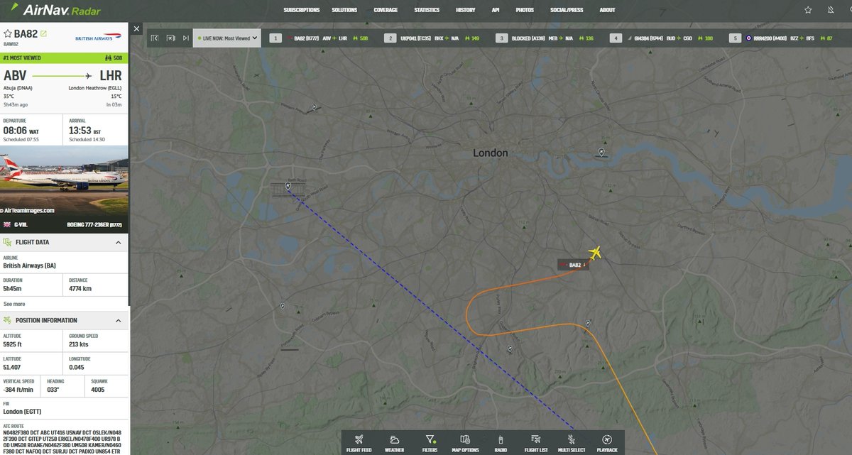AvSourceNews's tweet photo. @AirNavRadar BA82 is now on base into Heathrow.

https://t.co/Gd044Ajvz9

@AirNavRadar

#BritishAirways #BA82 #Abuja #London #AvGeek https://t.co/TrjITDEAbf
