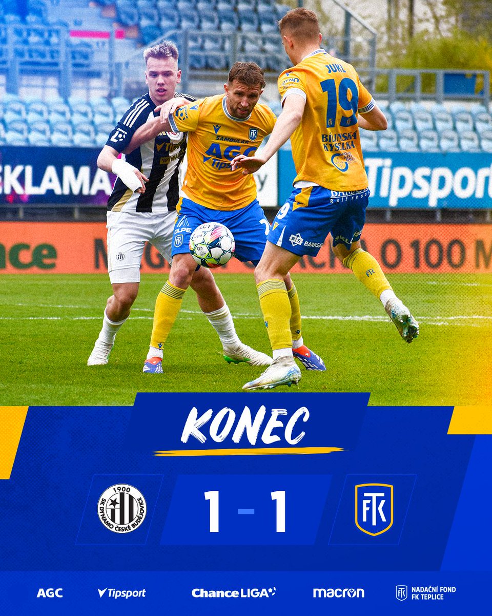 FK_Teplice's tweet photo. ℹ️ Utkání v Českých Budějovicích končí remízou 1:1.
#️⃣ #fkteplice #chanceliga #CEBTEP https://t.co/7MGjjawS7r