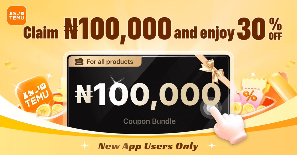 ⭐️ hello 
 temu.to/k/erv4qr1dlyk to claim Your ₦100,000 Coupon Bundle Now! Directly get 💰₦100,000 in Temu app here: app.temu.com/m/neh6sdt29l2