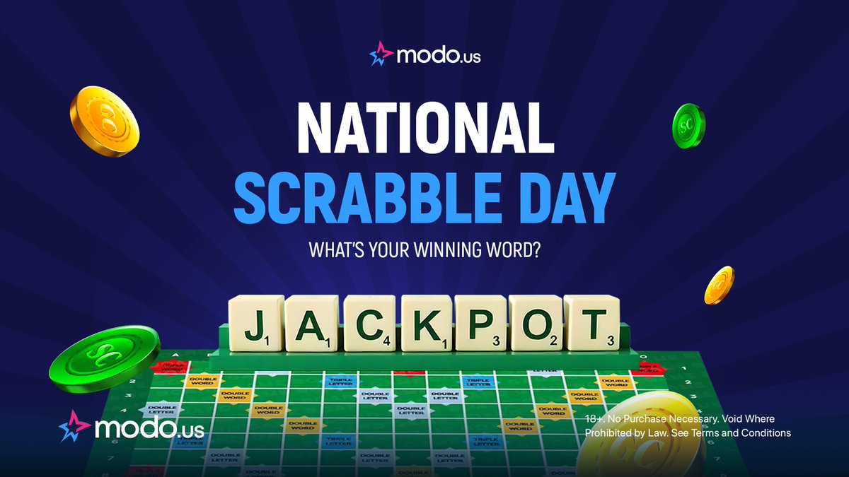 modo_casino's tweet photo. Winning word challenge! What’s the best word you’d spell out on a Scrabble board today? Drop it below!
#Modous #AmericasSocialCasino #MadeInTheUSA https://t.co/SxpKeqCHRq
