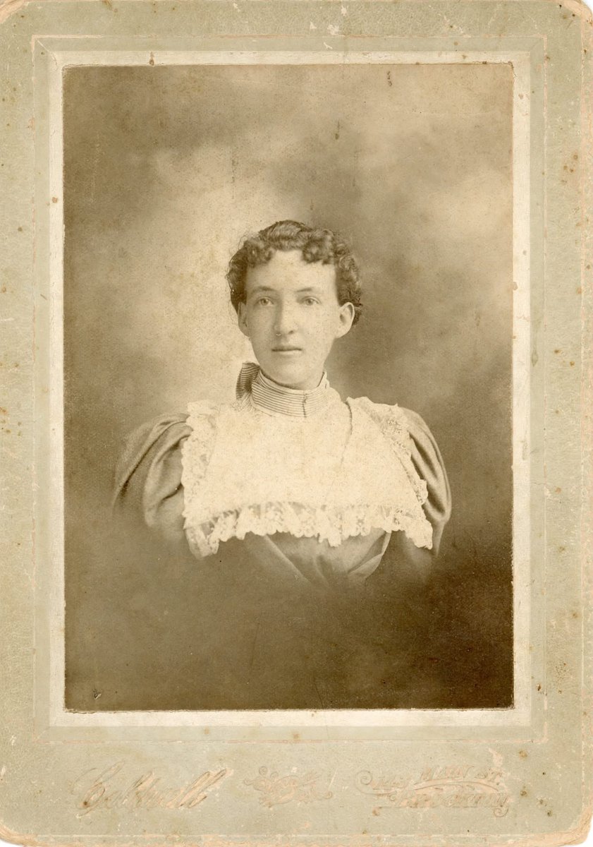 I will also be diving into a ton of cabinet cards.  Cabinet cards were a form of portrait photography popular after 1870.  It was a portrait mounted on a card that could be propped up in a cabinet and visible from across the room.  This is “Aunt Lil” as the back says.
#brockton