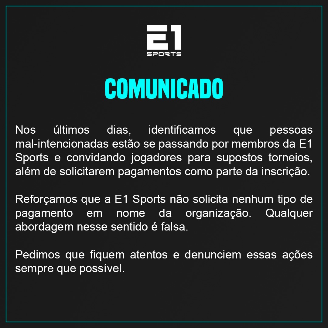 Comunicado oficial E1 Sports 🚨