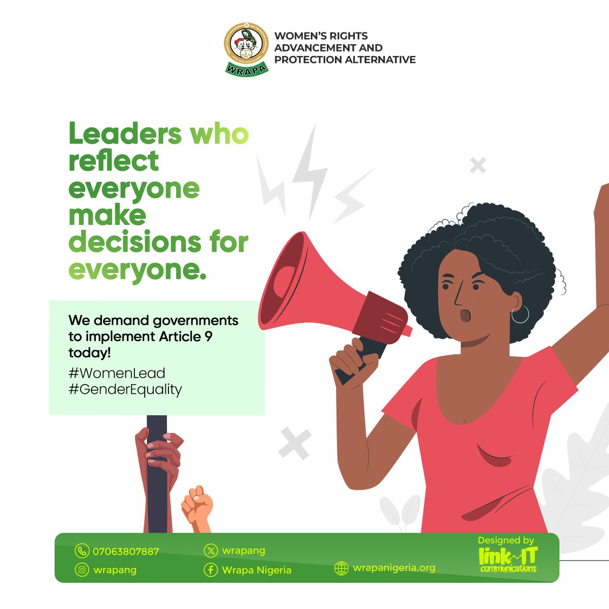WRAPANG's tweet photo. A fair society listens to every voice. It’s time to honor commitments, implement Article 9 and support women in leadership
Stronger together for women's rights!
#Leadwith9 #Keepthepromise26 #YouthLeadershipforgenderjustice
#YouthforMaputoProtocol https://t.co/RtgZpZQ59h