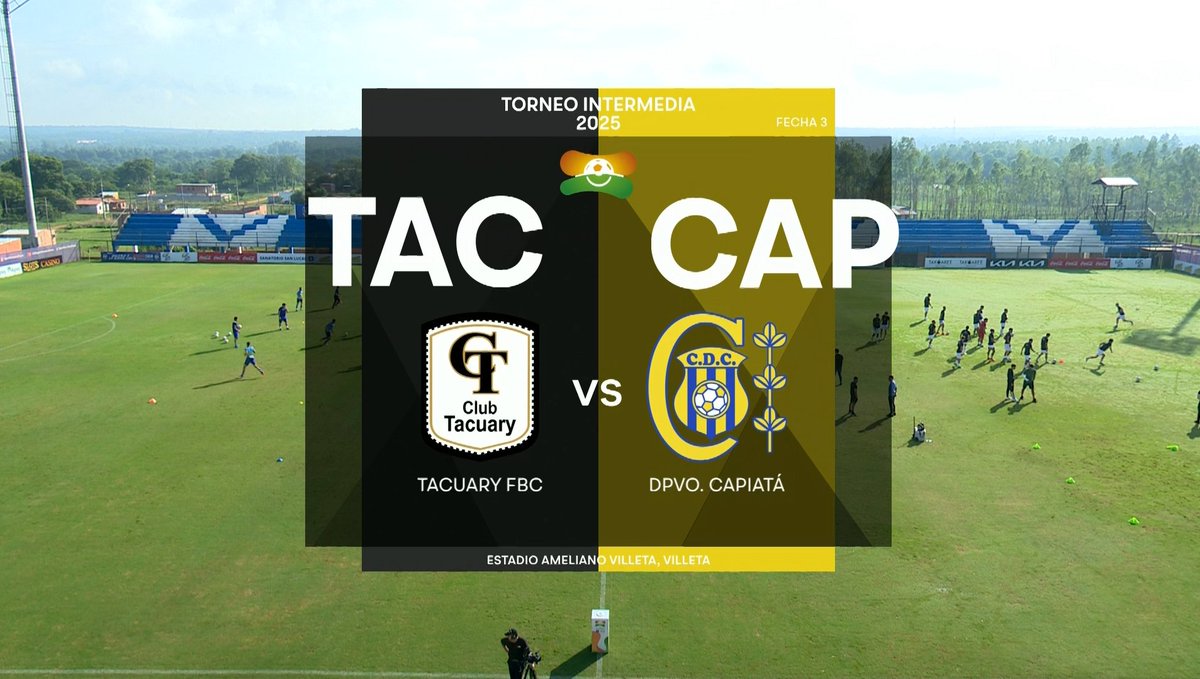 ¡FÚTBOL EN MARCHA!

Tacuary vs. Capiatá 

Relatos: <a href="/hernan77osorio/">Hernán Osorio</a> 
Comentarios: <a href="/FedeGolPerez/">Fede Perez</a> 
Campo de juego: <a href="/Claublanco_98/">Clau Blanco ⚽</a> 

📺Tigo Sports+

▶️Viví la #IntermediaAPF en tigosports.com.py