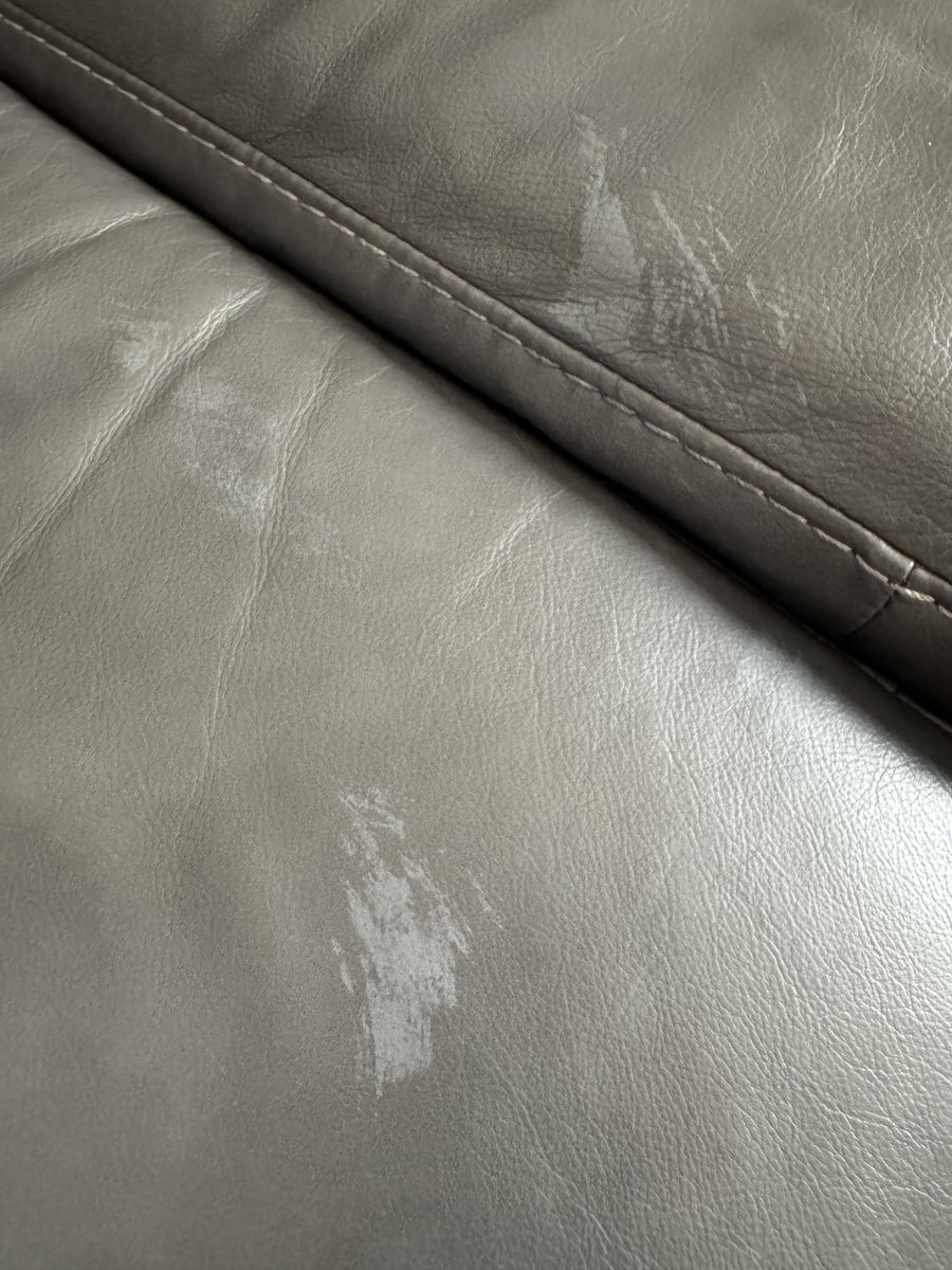 kayevz's tweet photo. @AshleyHomeStore Why do I have these marks on my new Ashley leather sofa? I've tried various cleaners and conditioners -- even a leather dye. Nothing removes them or improves them. https://t.co/OW7Ihrcx8g