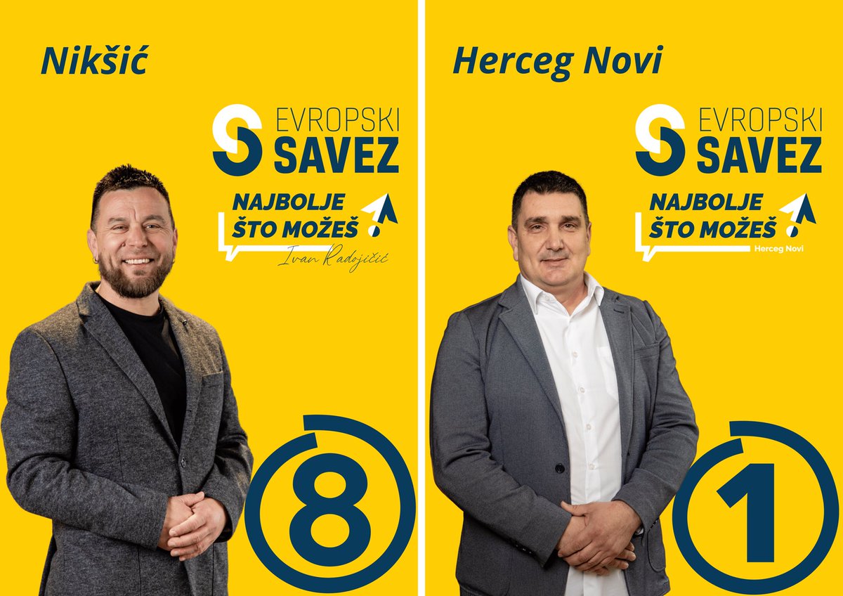 evropskisavez's tweet photo. Nikšić - Broj 8 ✅
Herceg Novi - Broj 1 ✅ https://t.co/beNxYY5DyR