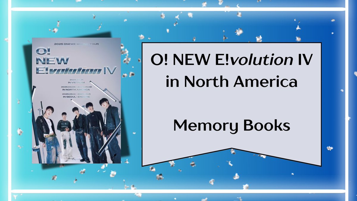 oneweveparty's tweet photo. 📚 O! NEW E!volution IV in N. America Memory Books 📚

We'll be printing books to give the members as keepsakes of their first N. American tour! Please help us fill the books with happy memories by filling out the Google Form. 

DM us with any ?s! 🫶

https://t.co/Oh1K7tP2EZ https://t.co/QjFUaiMo6U