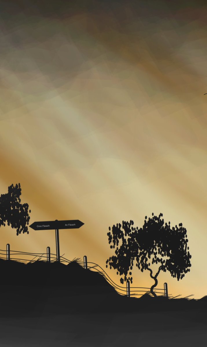 Thanks so much to <a href="/HeveyArt/">Hevey</a> ; one of my favourite artists for minting The Golden Hour #97.
You got a great one… apologies for the iPhone snapshot… 😊
The signpost is the palette name and theme in Gaelic, in memory of my late Scottish mum 💙