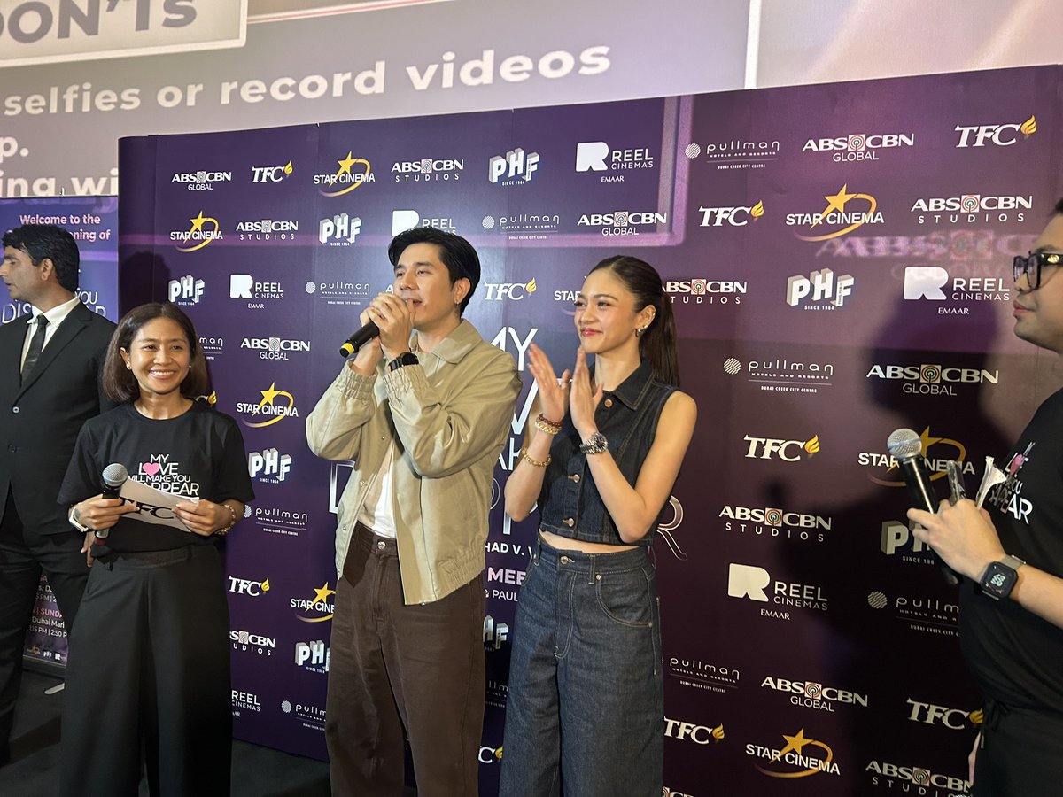 StarCinema's tweet photo. 3 of 3 for today! That wraps up our 3 screenings here in Reels cinema Dubai Marina Mall! Thank you for your love, Dubai 💓

#MyLoveWillMakeYouDisappear NOW SHOWING IN MIDDLE EAST THEATERS! 🇦🇪 🌎 https://t.co/hFnEDx50YS