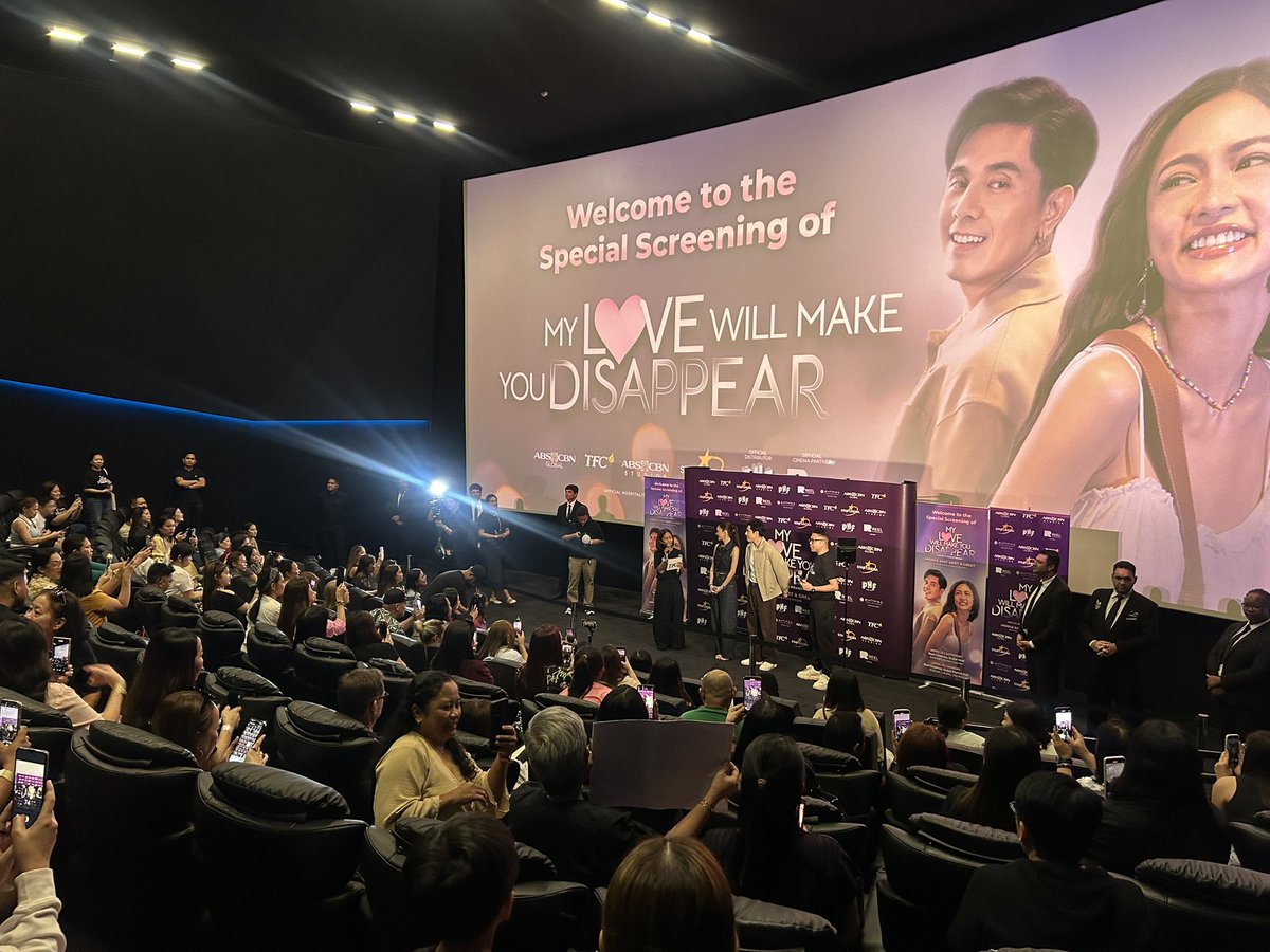 StarCinema's tweet photo. 3 of 3 for today! That wraps up our 3 screenings here in Reels cinema Dubai Marina Mall! Thank you for your love, Dubai 💓

#MyLoveWillMakeYouDisappear NOW SHOWING IN MIDDLE EAST THEATERS! 🇦🇪 🌎 https://t.co/hFnEDx50YS