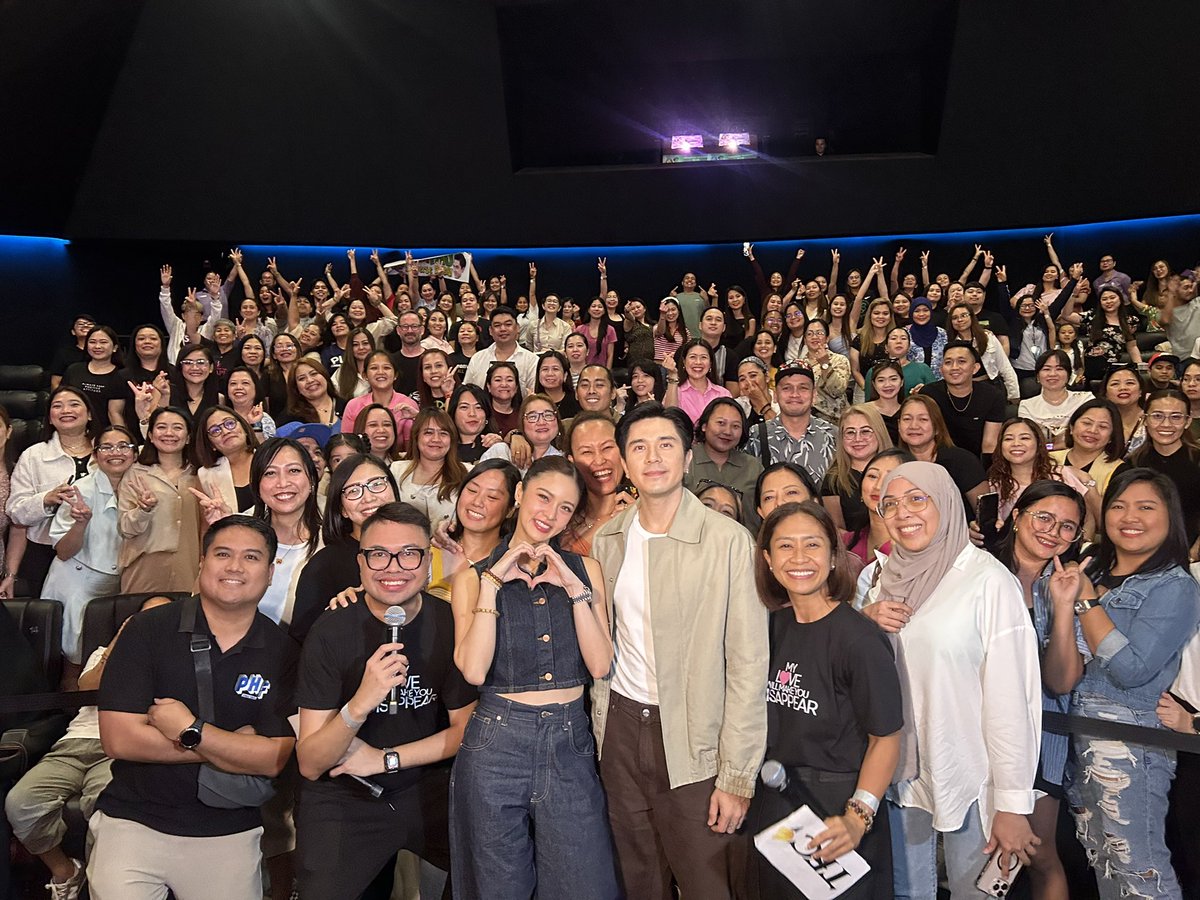StarCinema's tweet photo. 3 of 3 for today! That wraps up our 3 screenings here in Reels cinema Dubai Marina Mall! Thank you for your love, Dubai 💓

#MyLoveWillMakeYouDisappear NOW SHOWING IN MIDDLE EAST THEATERS! 🇦🇪 🌎 https://t.co/hFnEDx50YS
