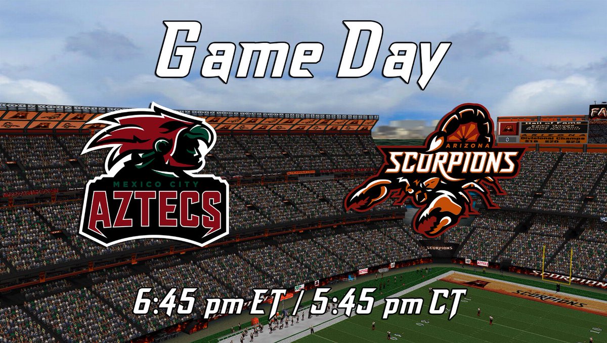 Mexico City Aztecs (@sflaztecs) on Twitter photo The Aztecs are prepared to take on the Scorpions in Arizona for the last game of the regular season!
<a href="/simulationfl/">Simulation Football League</a> <a href="/SFLArizona/">Arizona Scorpions</a> #AztecEmpire The Aztecs are prepared to take on the Scorpions in Arizona for the last game of the regular season!
<a href="/simulationfl/">Simulation Football League</a> <a href="/SFLArizona/">Arizona Scorpions</a> #AztecEmpire