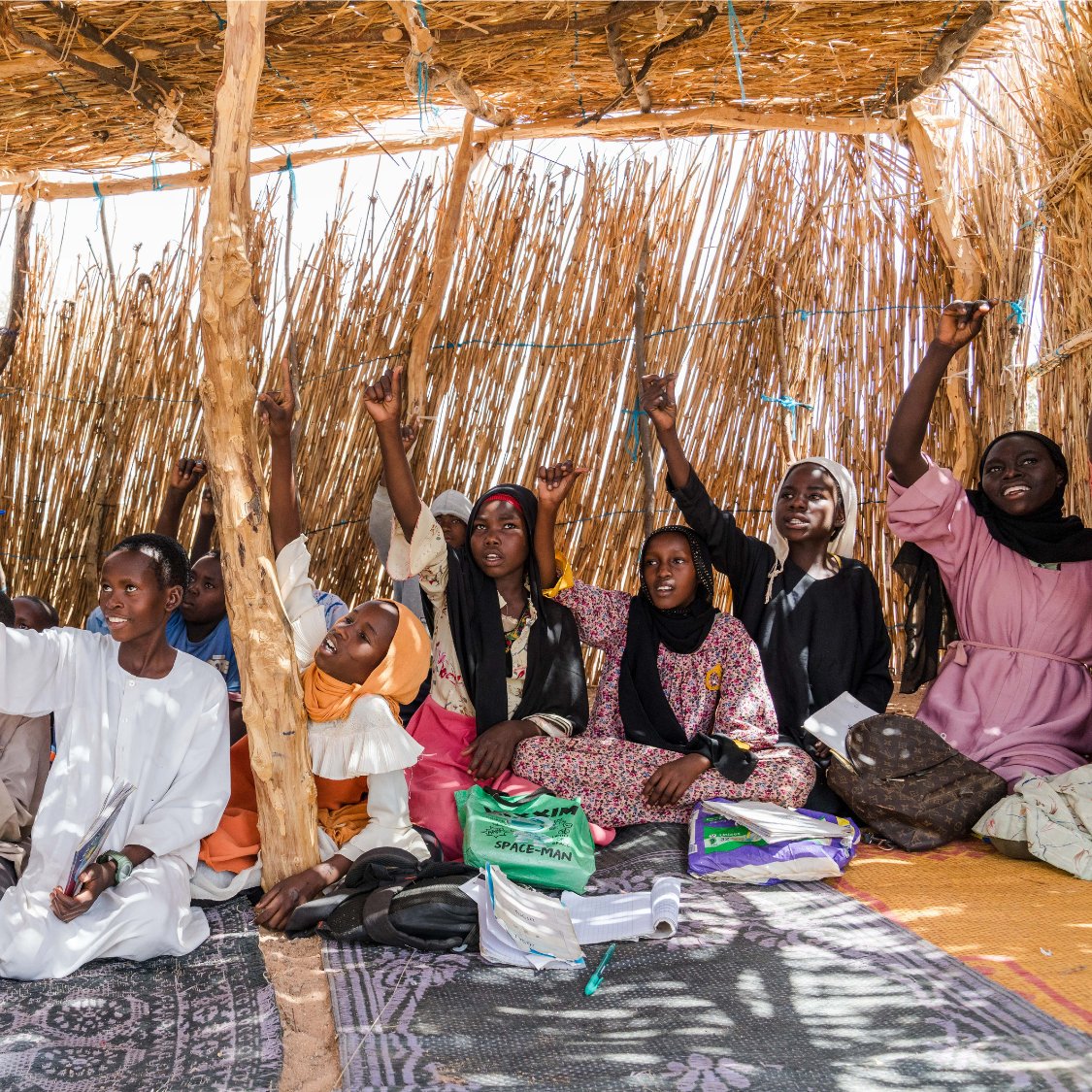 WVSudan's tweet photo. At 14, Saba fled Sudan with her family, leaving behind conflict and her father. In Chad, she shares her school meal with 9 others. “We don’t want children to be born here to see the conflict continue.” Her dream? A future with peace, learning, &amp; connection.
#SudanCrisis #2YearsOn https://t.co/0P3y1MwxlQ