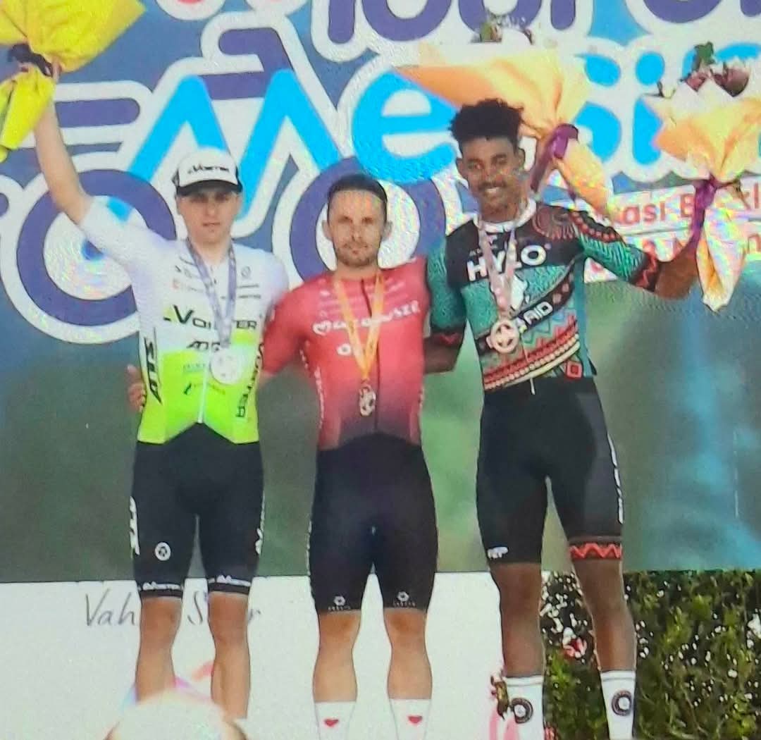 EllamellaMg's tweet photo. The new star in the Eritrean Cycling is shining in his first race, Milkias Maekele and his first podium in his first European race. Today the tour of #Mersin came to an end and #akish from team @bikeaid finished 3rd.
Milkias is since a few weeks in Europe  Congratulations. https://t.co/7AqVWdHWWv