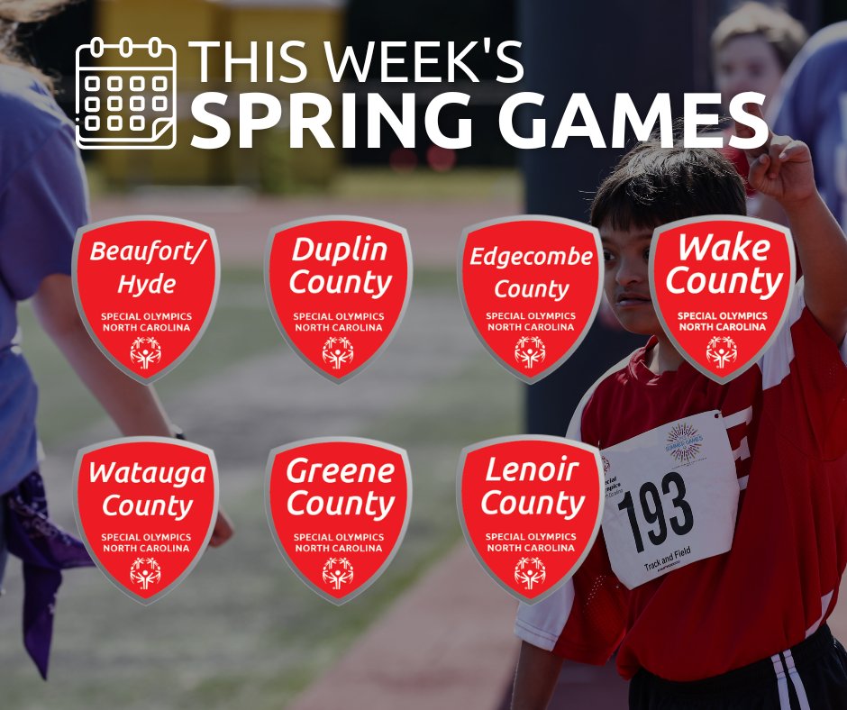 SONorthCarolina's tweet image. 🌸 Spring Games are rolling on across North Carolina! This week, even more counties are hosting competitions.

📍Check out who’s competing this week!

👉 For full details and weather updates, visit ow.ly/uqbA50Vw8Cs

#SONC #SpringGames #InclusionInAction