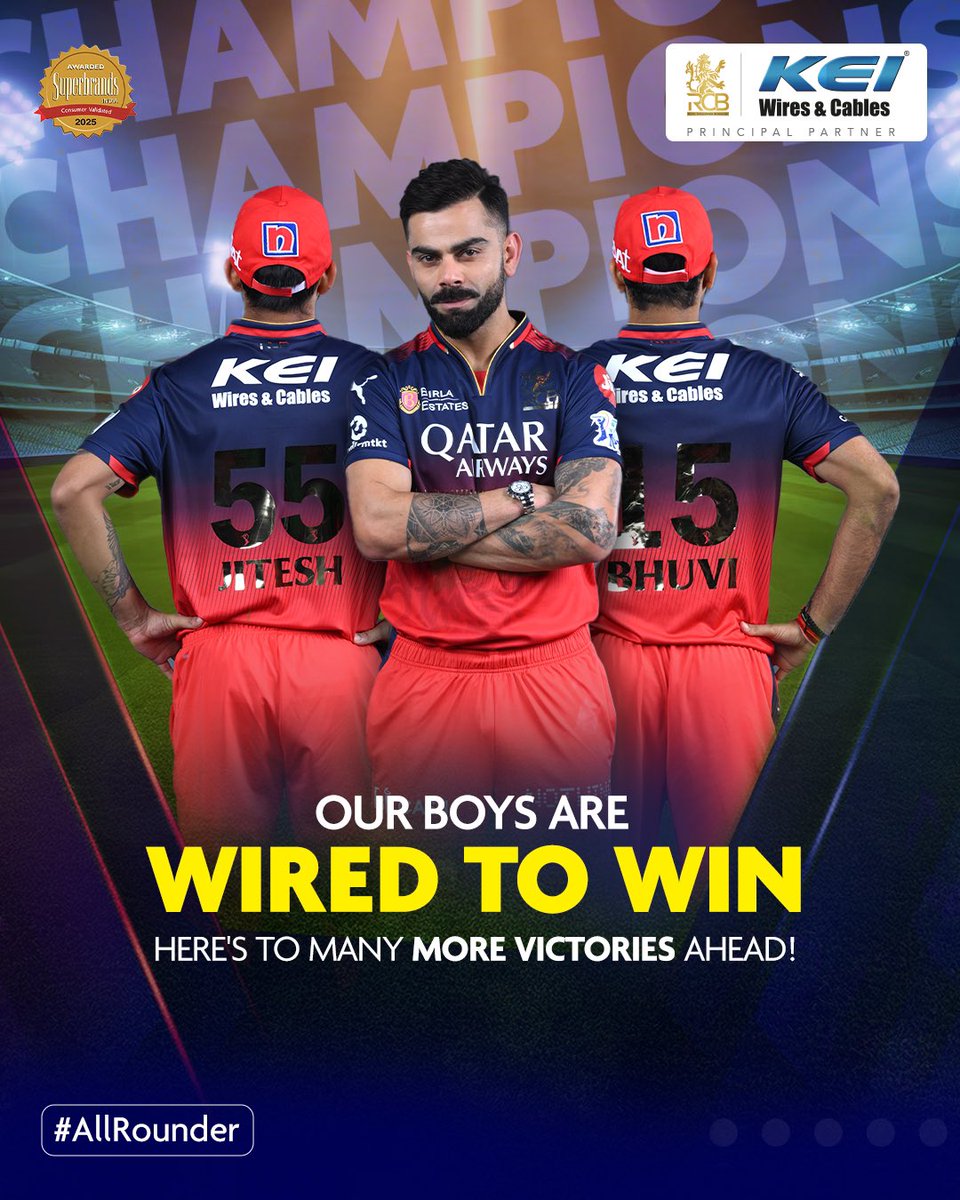 keicable's tweet photo. Just like a flawless power circuit, RCB kept the game flowing!π
Strong connections, stronger performances-because every match needs the right wiring!π₯
#AllRounders #SafetyInsideOut #MatchOfSafety #TatalPL #Cricket #KEI #RCB #ipl2025 #rrvsrcb
#principalpartner https://t.co/O5O9HgpYX6