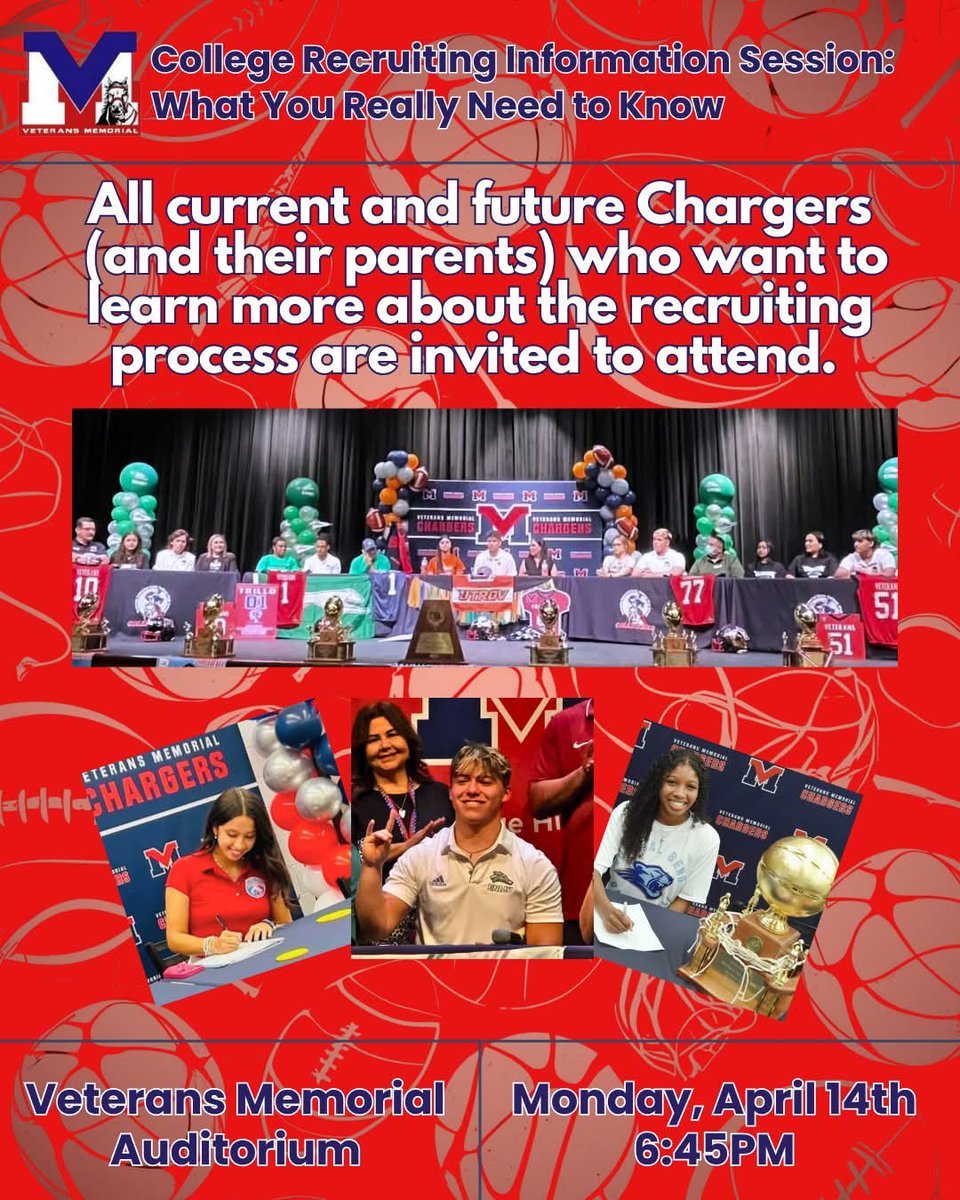 TexPreps's tweet photo. Charger Athletics will be hosting a college recruiting seminar this Monday, April 14th at 6:45pm for all those interested in learning more about playing sports at the collegiate level. This is for ALL SPORTS, not just football. #TheMoreYouKnow #BeElite #GoChargersGo
@BrownsvilleVet1