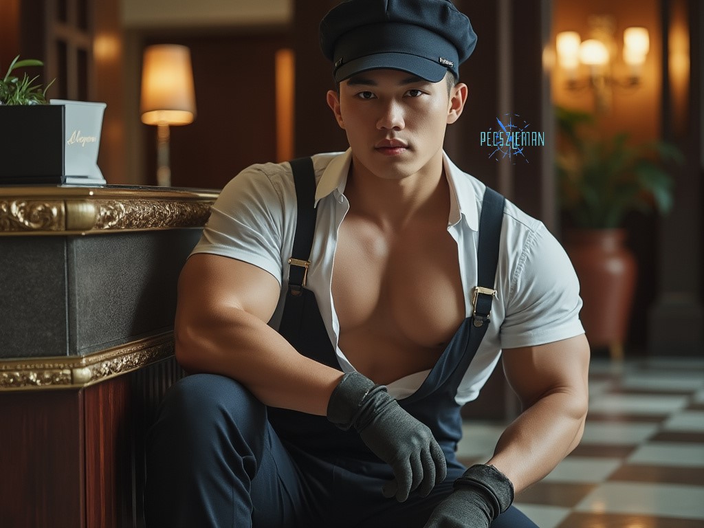 pecszleman's tweet photo. #muscle #man #gay #bl #bara #nsfw #AI男子 #hotel #bellboy https://t.co/OZz9Ji2FAF