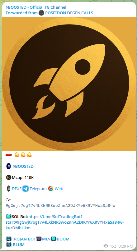 BOOSTED is now on POSEIDON DEGEN CALLS

ca: 9gGwjt7ogT7v4LXkNR3woZnnA2DJKYr6XRVYHxaSa84w

t.me/boosted5x/26