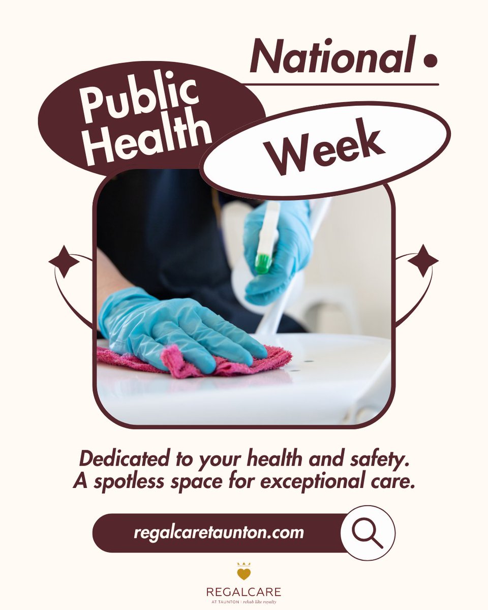 RegalCtaunton's tweet image. This National Public Health Week, we’re proud to recognize the hard work and dedication that go into keeping RegalCare at Taunton safe, clean, and welcoming for everyone. 🏥

 #RegalCareAtTaunton #PublicHealthWeek #SafeCareForAll