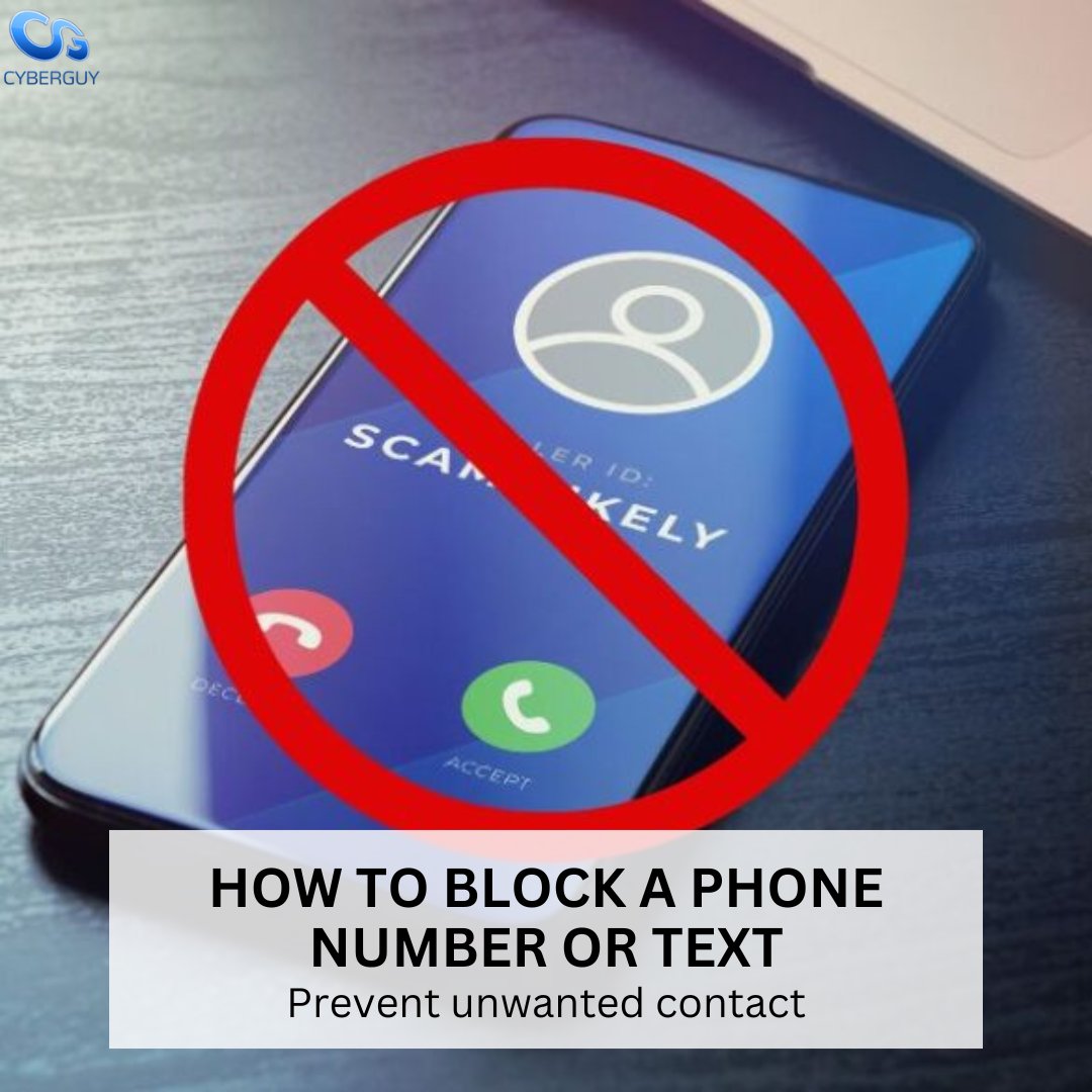 cyberguy's tweet image. Stop robocalls before they reach you by learning how to block numbers on your smartphone 📱

Learn more here: cyberguy.com/how-to/how-to-…

#Robocalls #BlockCalls #PhoneSecurity #SmartphoneTips #DigitalSafety #StopSpamCalls #TechTips #MobilePrivacy #CallBlocking #ProtectYourPhone