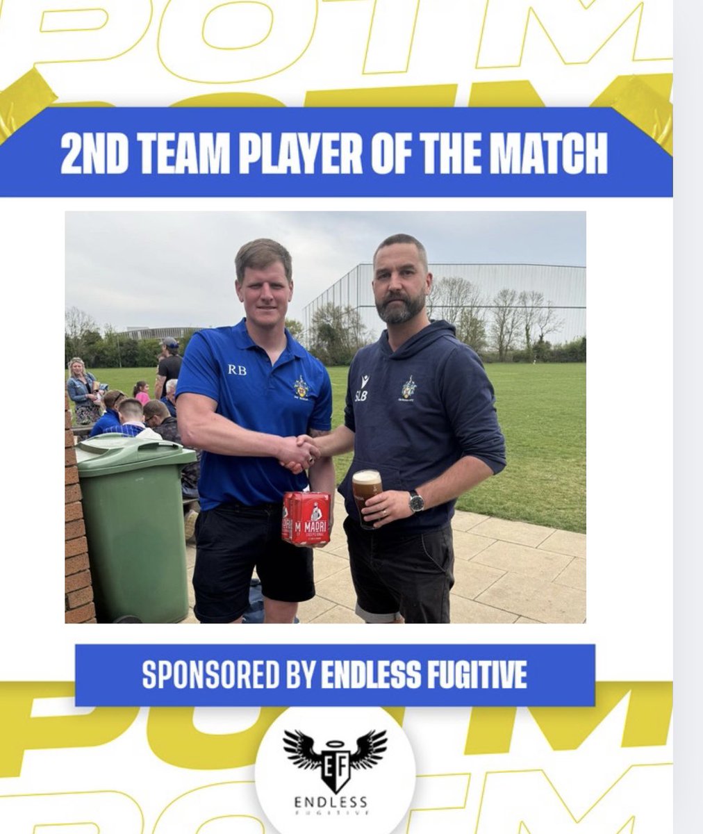 Yesterday’s Player of the Match awards!! 

<a href="/AdelfosUK/">Adelfos Web Design</a> Player of the Match goes to Will Matthews and Patryk Imfeld

<a href="/EndWokeness/">End Wokeness</a> Player of the Match goes to Ryan Barry

Well done gents 🔵🟡