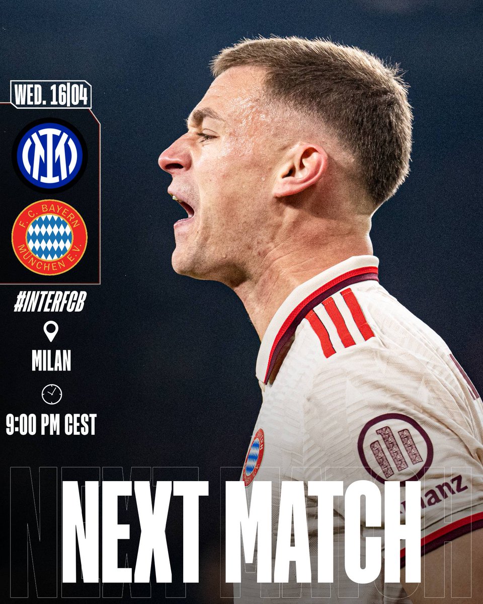 FCBayernEN's tweet photo. 📌 Wednesday night. Champions League quarter-final. San Siro.

Time to 𝒈𝒊𝒗𝒆 𝒊𝒕 𝒂𝒍𝒍 in the second leg! 👊

#INTERFCB #UCL | #FCBayern #MiaSanMia https://t.co/Jqa8hsPxii