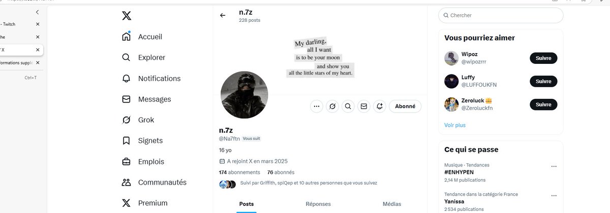 Ouais les frerots c'est mon nouveau compte
allez vous abonnez please ! 
@Na7ftn