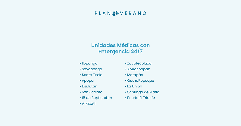isss_gob_sv's tweet photo. 🌞🏖️ ¡Estas vacaciones, disfruta con tranquilidad! El ISSS se suma al Plan Verano 2025 💙🚑 Nuestros servicios de emergencia están activos 24/7 en:
✅15 unidades médicas ✅10 hospitales en todo el país. Consulta aquí la lista completa: 👉https://t.co/0qsnJLUHZG
