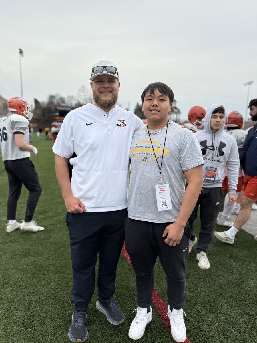Tarell (@tarell2026) on Twitter photo Had a great day at Carroll University for Jr day. Thanks to all the Coaches and players for giving us a tour around the University and hope to go to more Jr days.
Thanks <a href="/CoachHolleyCU/">Garren Holley</a> and <a href="/CoachPleester/">Zachary Pleester</a> for the Jr day invite hope to come back. Had a great day at Carroll University for Jr day. Thanks to all the Coaches and players for giving us a tour around the University and hope to go to more Jr days.
Thanks <a href="/CoachHolleyCU/">Garren Holley</a> and <a href="/CoachPleester/">Zachary Pleester</a> for the Jr day invite hope to come back.