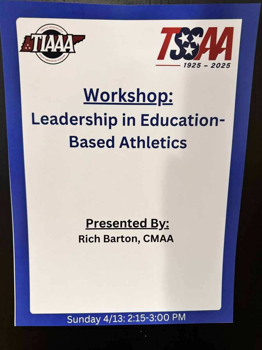 TIAAA_Ad's tweet photo. Afternoon workshops are kicking off. Thank you to @RichfieldRich from @NIAAA9100 presenting on Leadership in Education-Based Athletics. #TIAAACONF25 https://t.co/WtnM2h9cdd