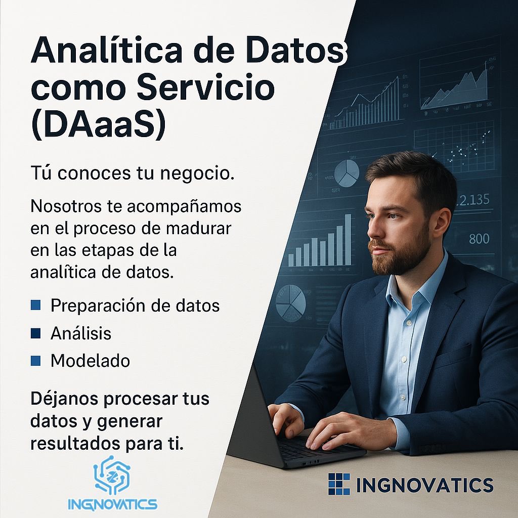 ingnovatics's tweet photo. 📊 Analítica de Datos como Servicio (DAaaS) para tu negocio 🚀
🔹 Convierte tus datos en un activo estratégico.
🔹 Optimiza tus operaciones con información precisa.
🔹 Toma decisiones basadas en hechos, no en suposiciones.
#DataAnalytics #DAaaS #InteligenciaDeNegocios https://t.co/Gm5Wt3aJkT
