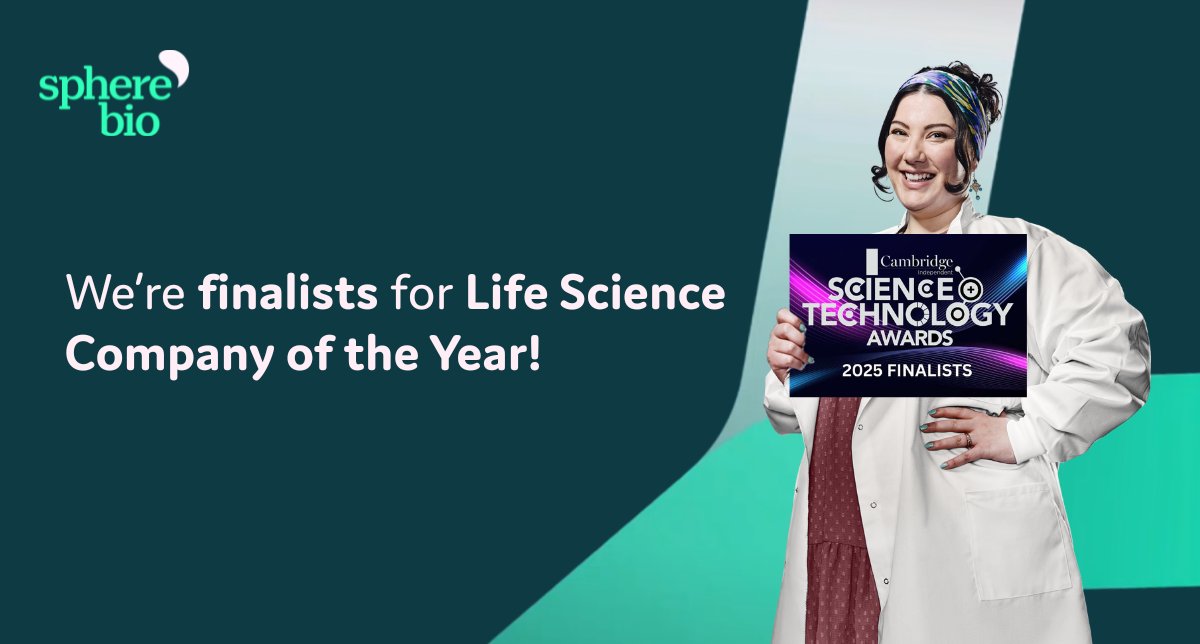 SphereBioLtd's tweet photo. 🎉 Exciting news! Sphere Bio is a finalist for Life Science Company of the Year at the 2025 Cambridge Independent Science & Tech Awards!
We can’t wait to celebrate on May 15 at Hinxton Hall!
https://t.co/ZlQYIVyHtw
#SciTechAwards #LifeSciences #Biotech #Innovation #SphereBio https://t.co/H6TYcIF5cR