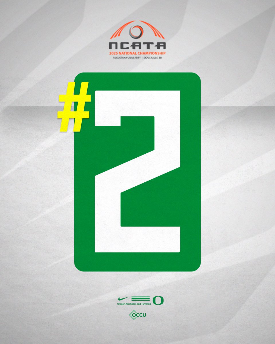 OregonAcroTumb's tweet photo. Championship bound. 

The Ducks earn the No. 2 seed in the @theNCATA National Championships.

#GoDucks https://t.co/3NVLnxwCCg