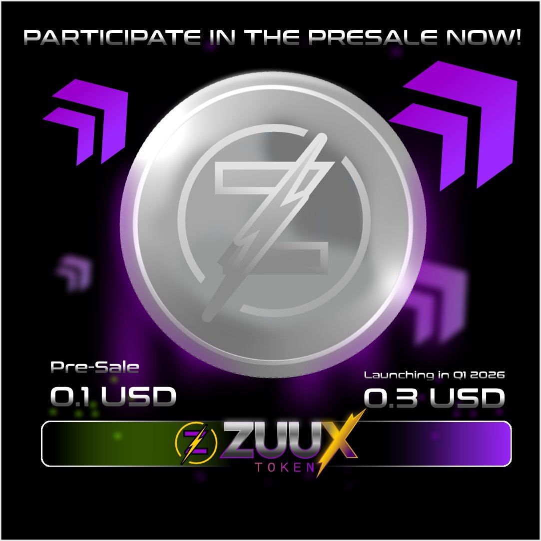 Don't miss the ZUUX Token Presale! 🚀 Join now for just $0.1 and get ready for the Q1 2026 launch at $0.3. It's your chance to be among the first! Participate NOW. #ZUUX #Token #Presale #Crypto #Investment