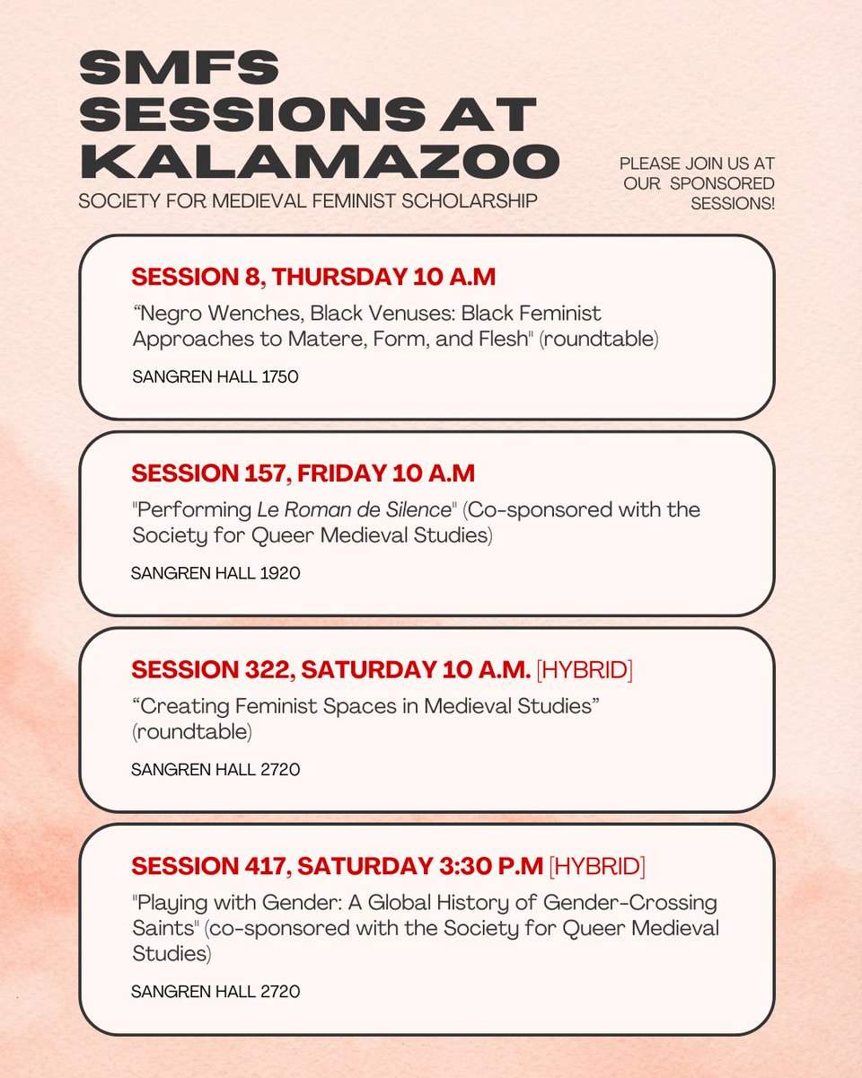 #medievaltwitter, will you be at #kzoo25? Join us for our incredible line-up of sponsored sessions at this year’s Kalamazoo!