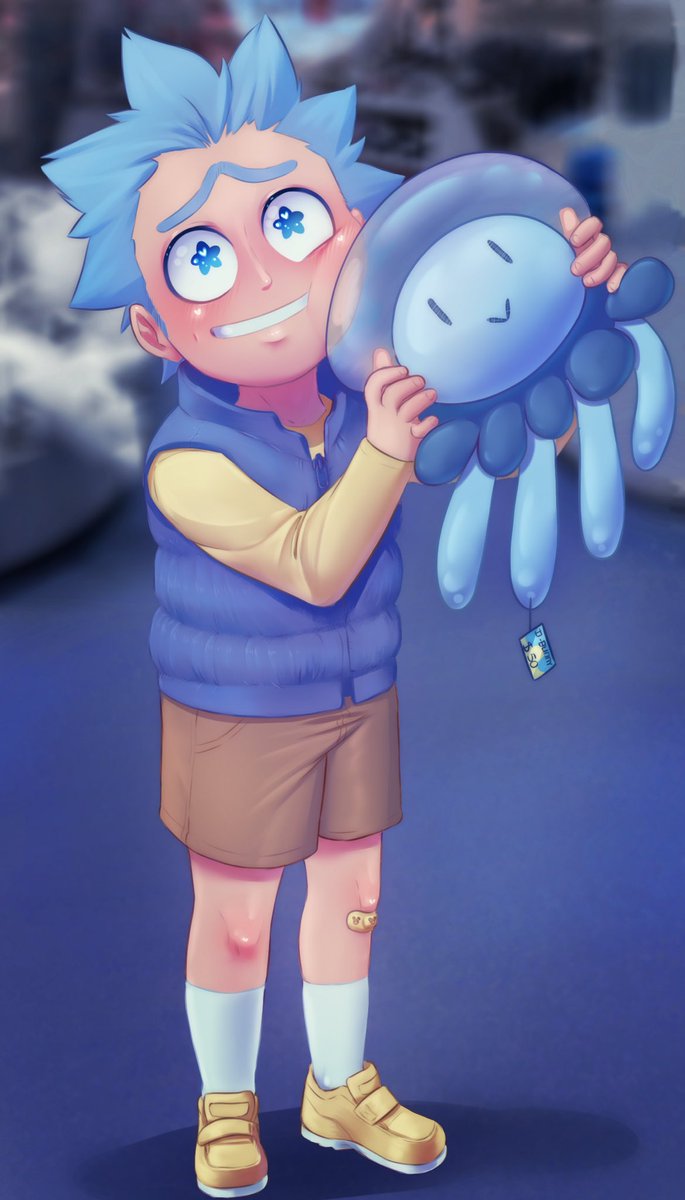 Lil Ricky visiting the aquarium just HAD to have this jelly fish friend 🩵

An adorable commission from the lovely <a href="/duvet_bae/">🔞 Dirty Bunny🐰</a> !!! Tysm this is amazing 🥹