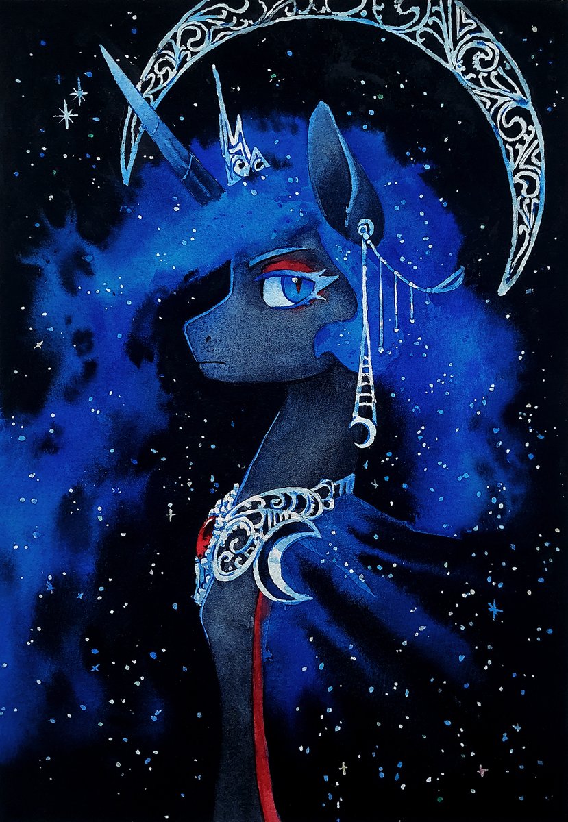 Was asked to redraw my old oil work with Luna... but now it's watercolor 🌙