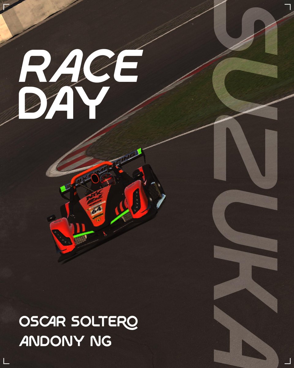 𝗡𝗜𝗫 𝗦𝗶𝗺𝗥𝗮𝗰𝗶𝗻𝗴 (@nixsimracing) on Twitter photo RACE DAY 🏁
Round 3 of the Radical European Championship takes us to the legendary Suzuka Circuit! 🇯🇵
As always, we’ll have <a href="/OscarSoltero22/">Óscar</a> and <a href="/The_Ng11/">A. Ng</a> behind the wheel of our cars 🏎️🔥
Catch us LIVE from 21:00h on <a href="/RaceSpotTV/">RaceSpot TV</a>’s channel! 🎥
<a href="/Emix_Gaming_/">EmixGaming</a> <a href="/Bjsimracin1/">BJSIMRACING</a> RACE DAY 🏁
Round 3 of the Radical European Championship takes us to the legendary Suzuka Circuit! 🇯🇵
As always, we’ll have <a href="/OscarSoltero22/">Óscar</a> and <a href="/The_Ng11/">A. Ng</a> behind the wheel of our cars 🏎️🔥
Catch us LIVE from 21:00h on <a href="/RaceSpotTV/">RaceSpot TV</a>’s channel! 🎥
<a href="/Emix_Gaming_/">EmixGaming</a> <a href="/Bjsimracin1/">BJSIMRACING</a>