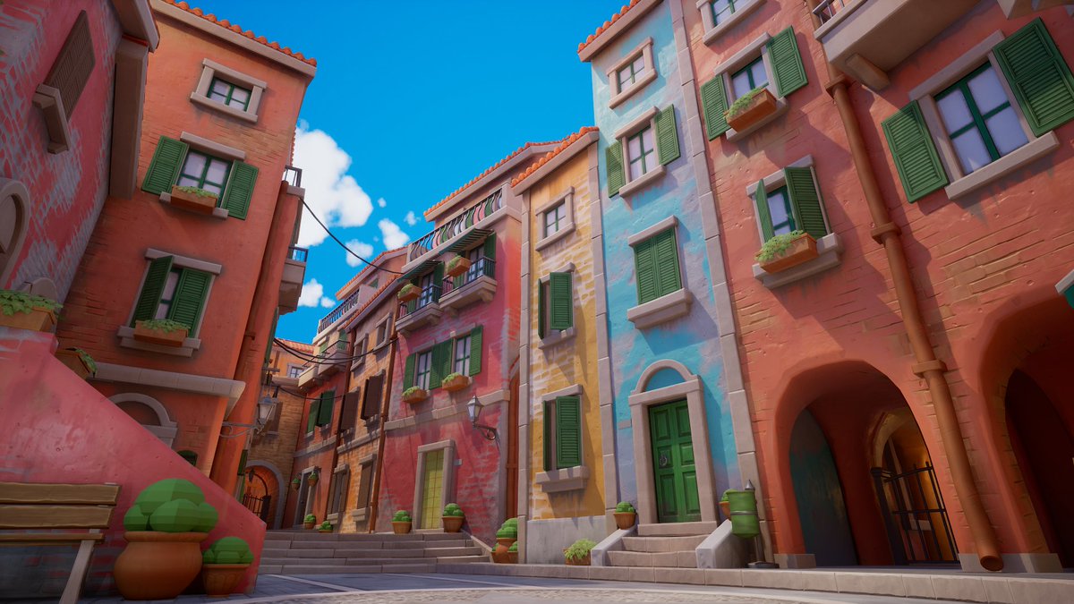 WIP of my environment inspired by Le Cinque Terre. I especially worked on the lighting this time, and I'm starting to be quite happy with it! #EnvArtMastery #gameart #cinqueterre #environmentart #stylizedart #UnrealEngine #UE5